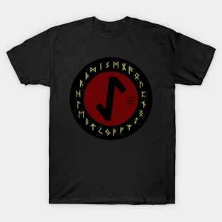 Red Eihwaz Futhark Rune Symbol T-Shirt